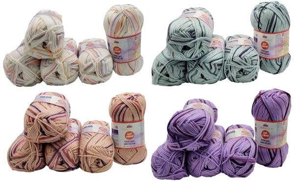 500 Gramm Strickgarn mehrfarbig, Everyday Worsted Line Antipilling , 5x 100 Gramm Strickwolle mit Anti-Pilling Effekt. Babywolle